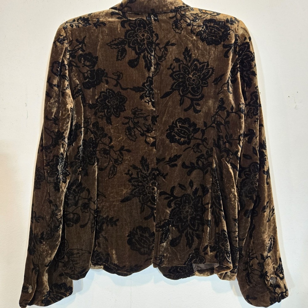 Vintage Spiegle Brown Velvet Burnout Blazer Size 10 - Picture 2 of 8